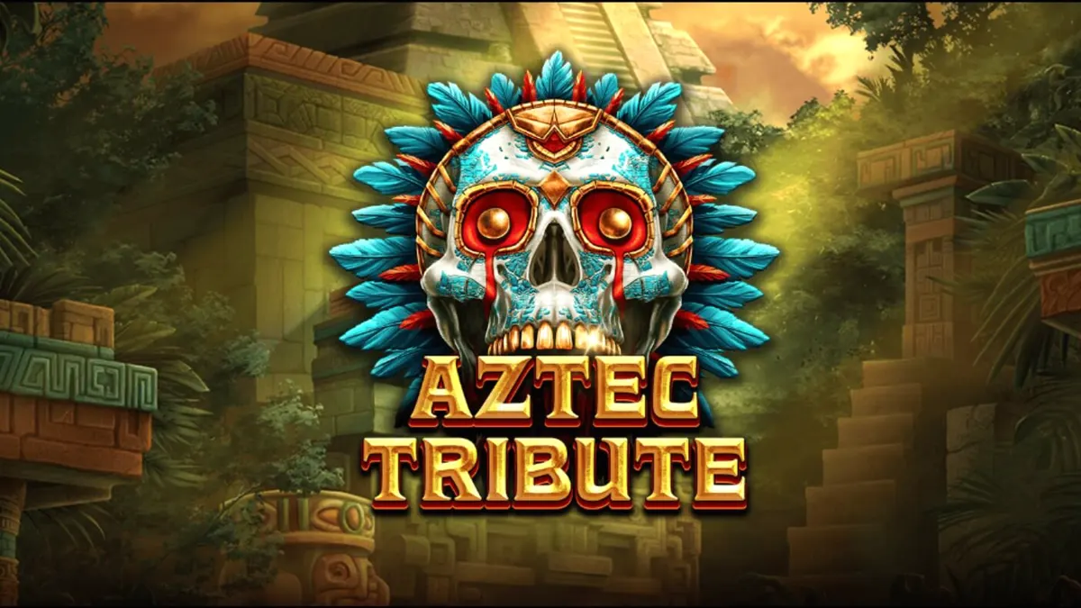 Aztec Tribute slot game grid at jungle background