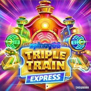 Isang neon-lit na cyberpunk train theme sa isang slot machine interface.